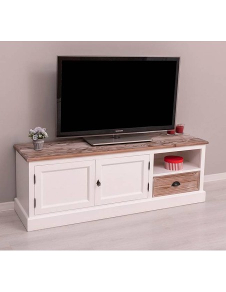 Credenza porta TV legno massello colorata MS111 - Orissa Mobili Coloniali